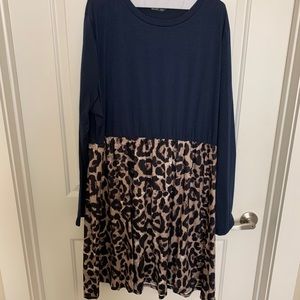 SHEIN curve navy/cheetah dress